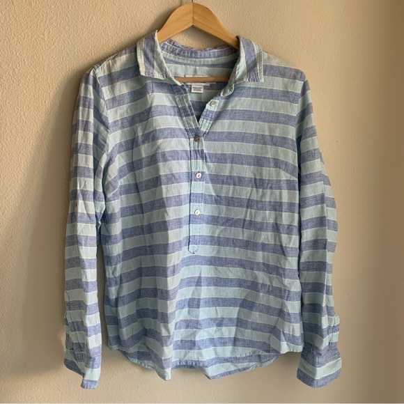 Vineyard Vines Aqua and Blue Stripe Shirt Size 12 - Picture 1 of 4